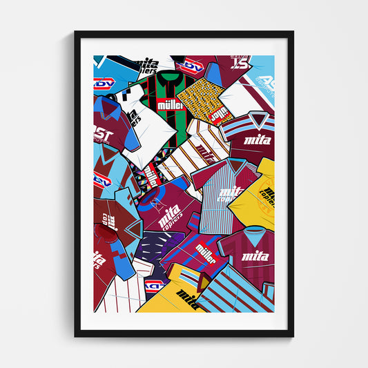 Aston Villa Shirts Mash Up Print