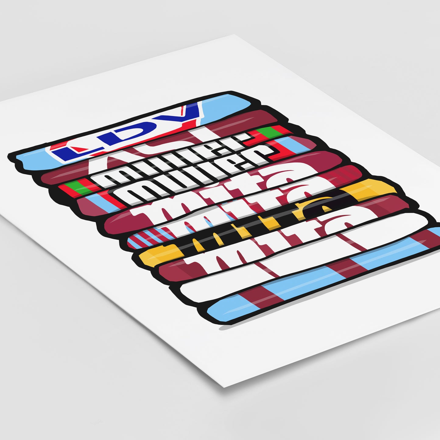 Aston Villa Shirt Stack Print